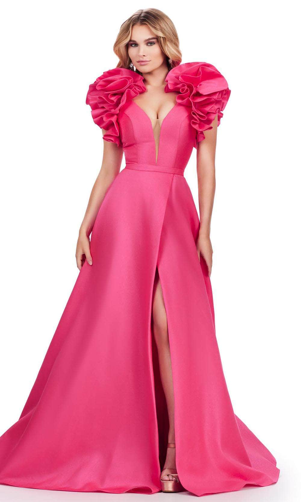 Ashley Lauren 11610 - Oversized Ruffle Prom Dress 00 /  Hot Pink