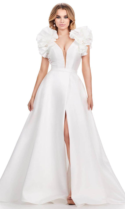Ashley Lauren 11610 - Oversized Ruffle Prom Dress 00 /  White