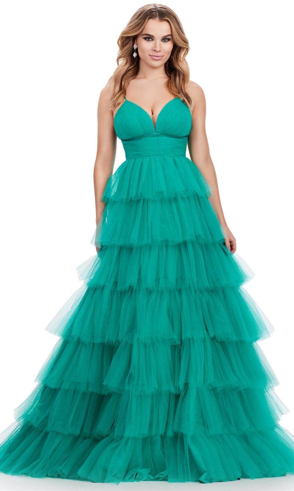 Ashley Lauren 11622 - Tiered A-Line Prom Dress 00 /  Jade