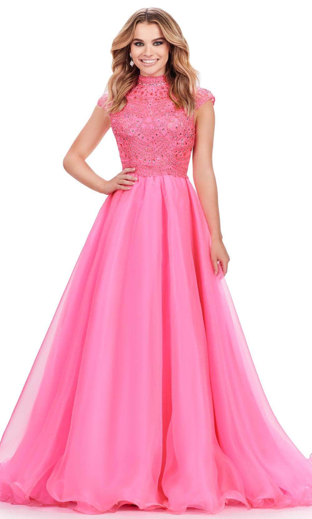 Ashley Lauren 11630 - Cap Sleeve Beaded Bodice Ballgown Ball Gowns 0 /  Hot Pink
