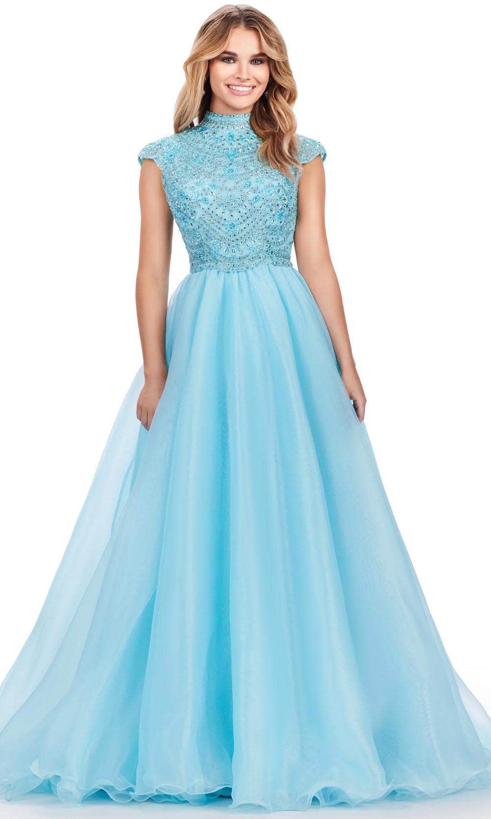 Ashley Lauren 11630 - Cap Sleeve Beaded Bodice Ballgown 00 /  Sky
