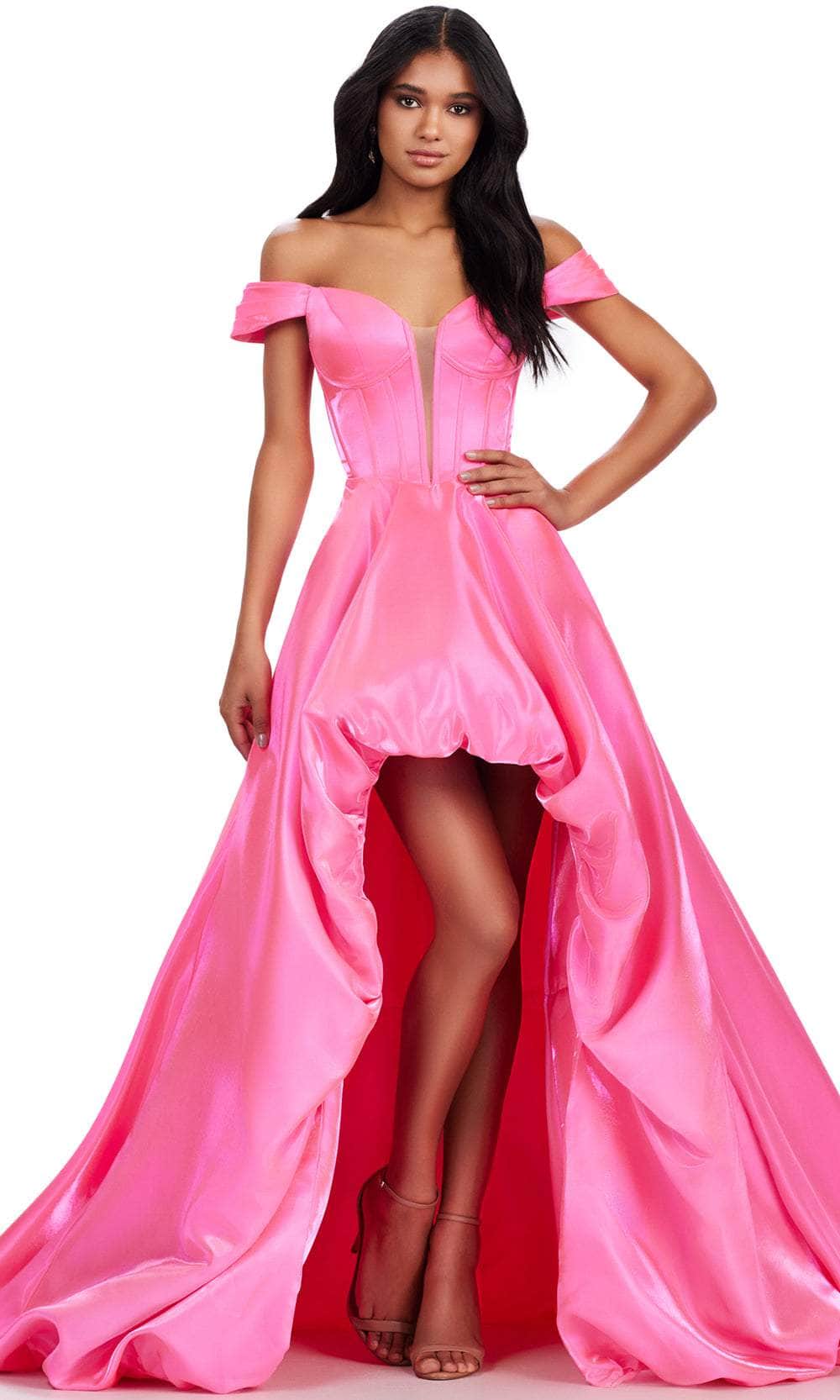 Ashley Lauren 11641 - Corset Bubble Hem Prom Dress 00 /  Hot Pink