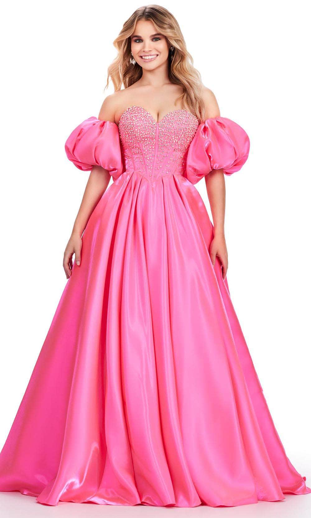 Ashley Lauren 11642 - Bejeweled Sweetheart Prom Dress 00 /  Hot Pink
