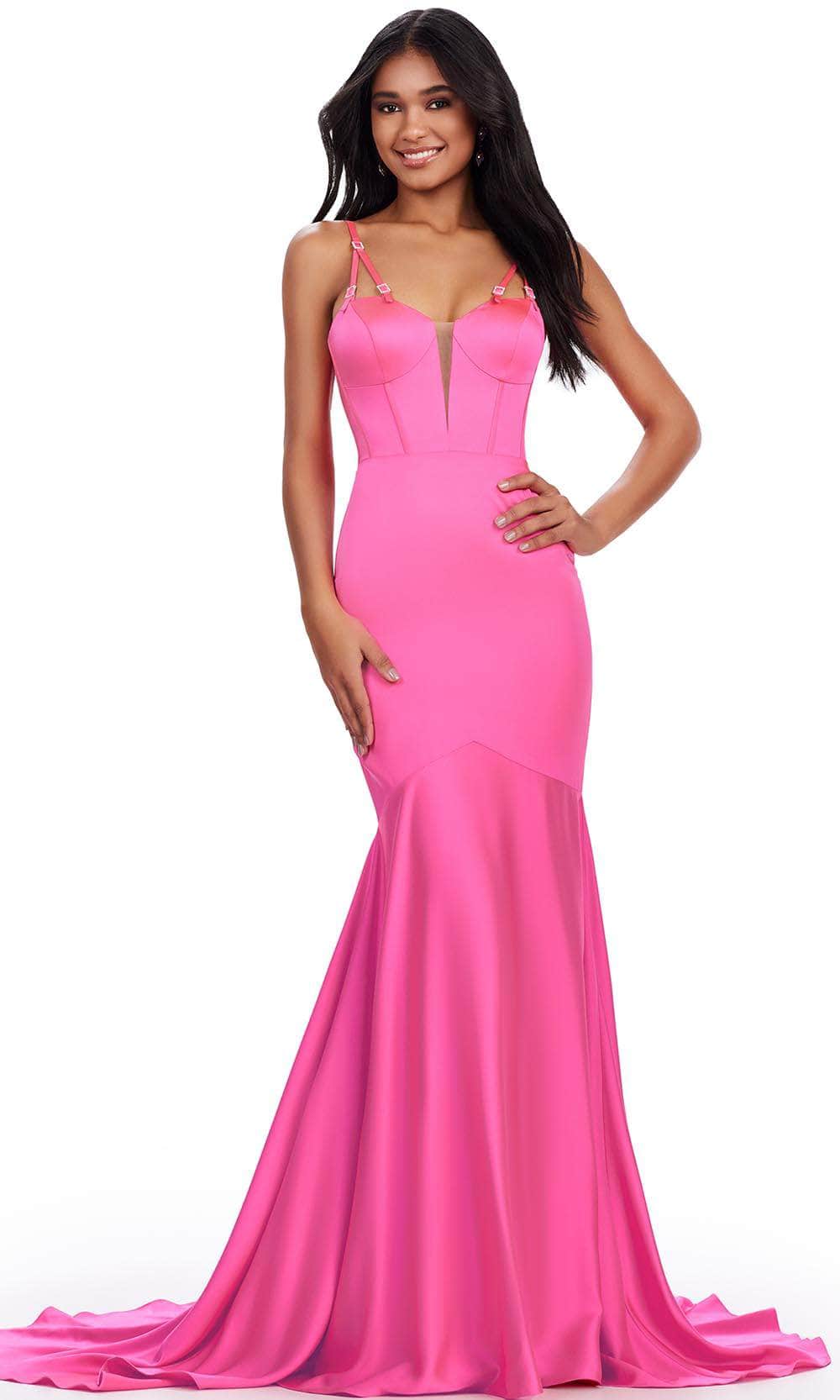 Ashley Lauren 11644 - Plunging Bustier Prom Dress 00 /  Hot Pink