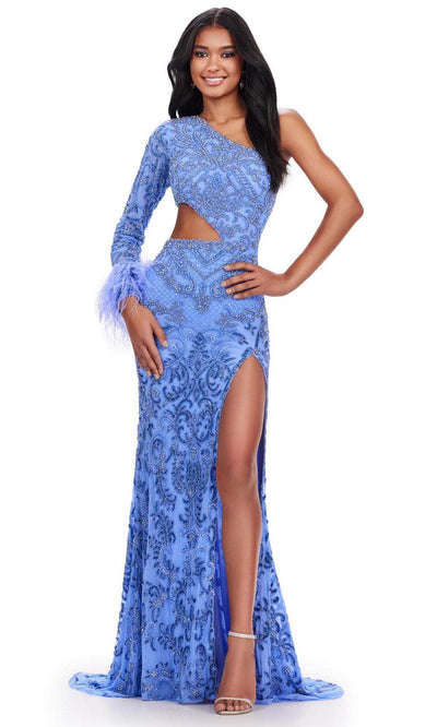 Ashley Lauren 11649 - Beaded Cutout Prom Dress 00 /  Periwinkle