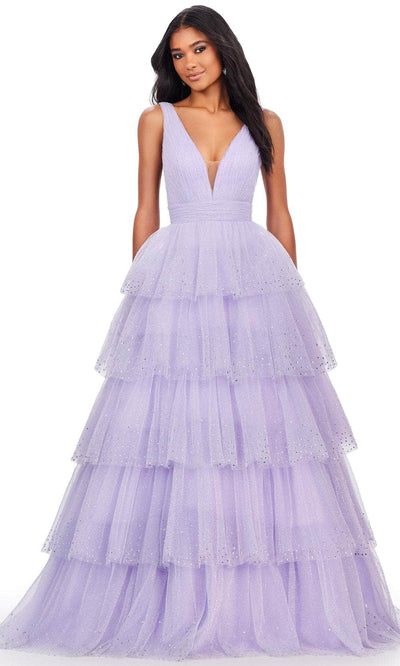 Ashley Lauren 11672 - Sleeveless Tiered Prom Dress 00 /  Lilac