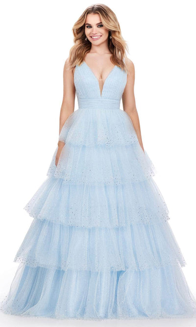 Ashley Lauren 11672 - Sleeveless Tiered Prom Dress 00 /  Sky