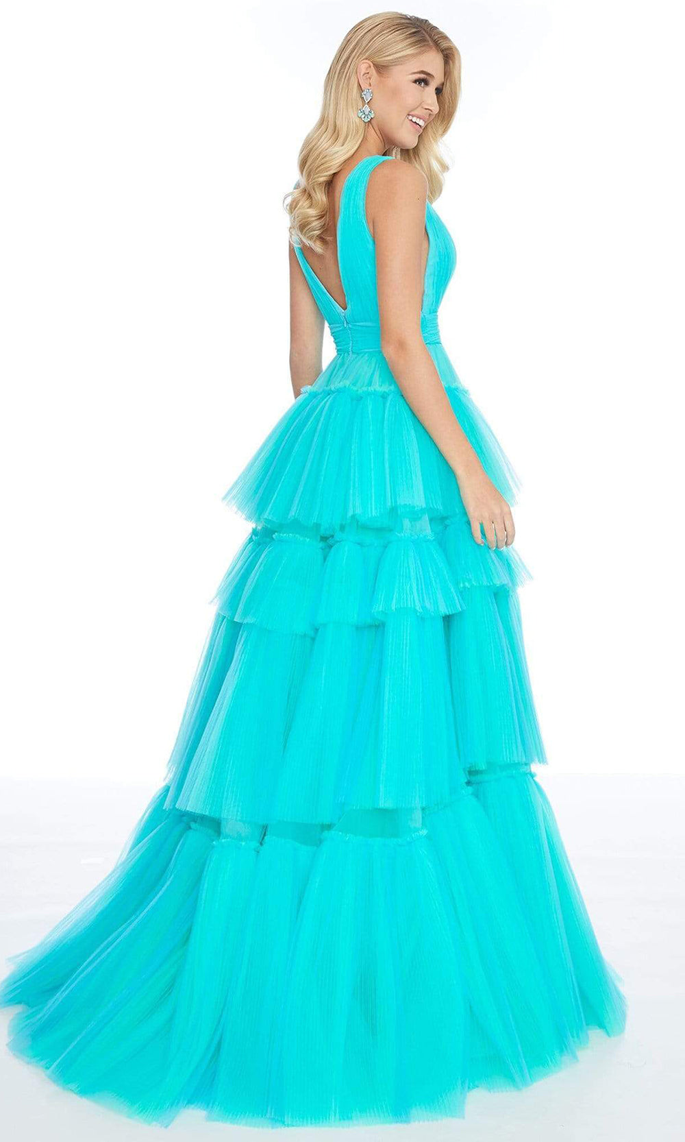 Ashley Lauren - Sleeveless Tiered Tulle A-line Gown 1749SC In Green