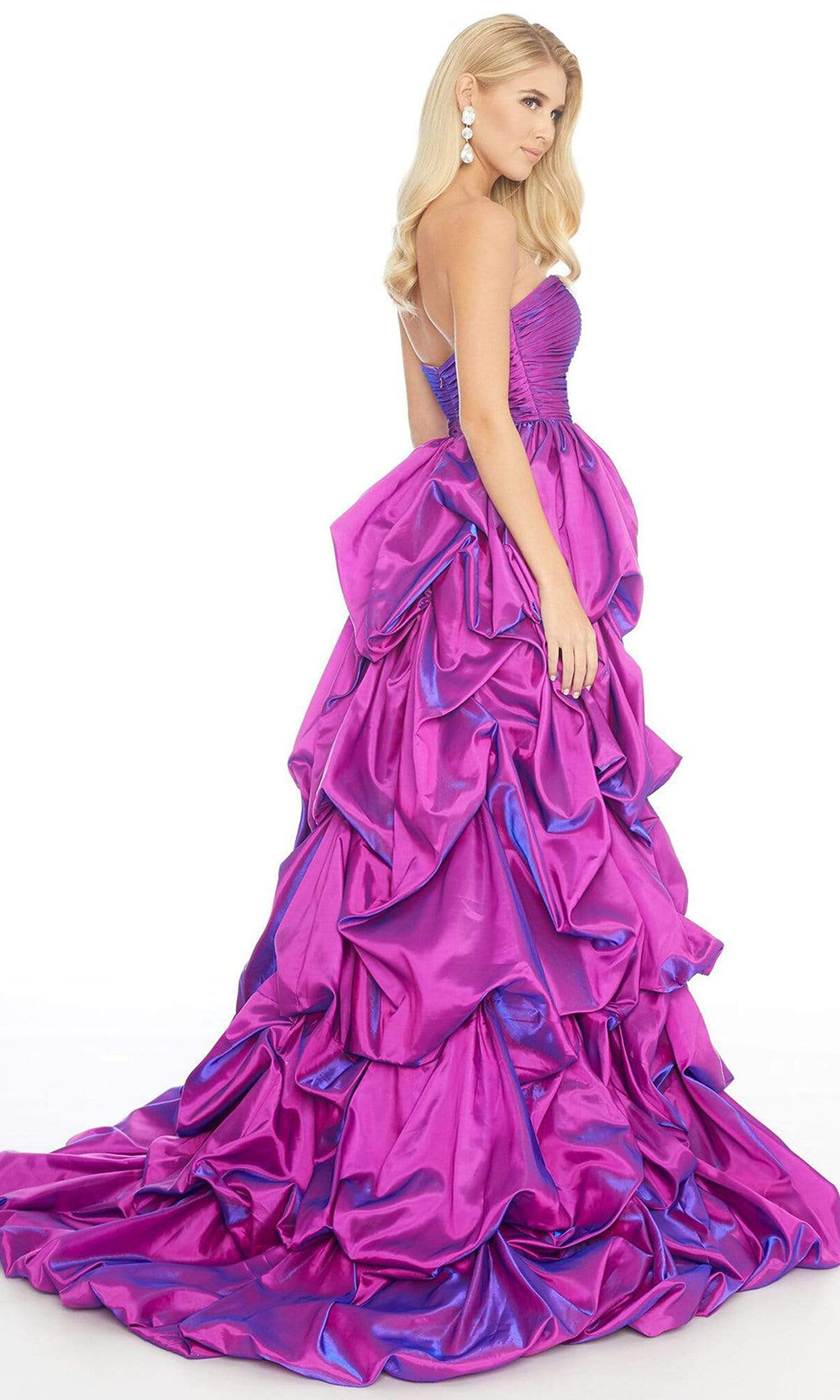 Ashley Lauren - Strapless High Slit Ruffled Gown 1750SC In Pink