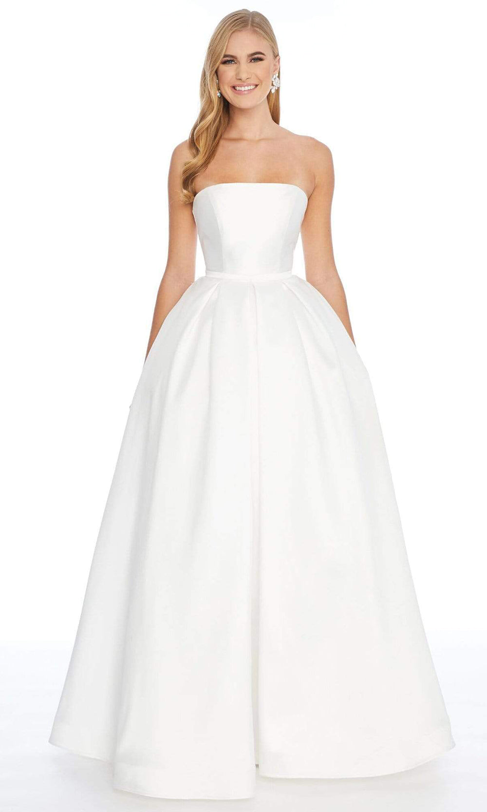 Ashley Lauren - 1897SC Straight Across Neck Fitted Ballgown In White