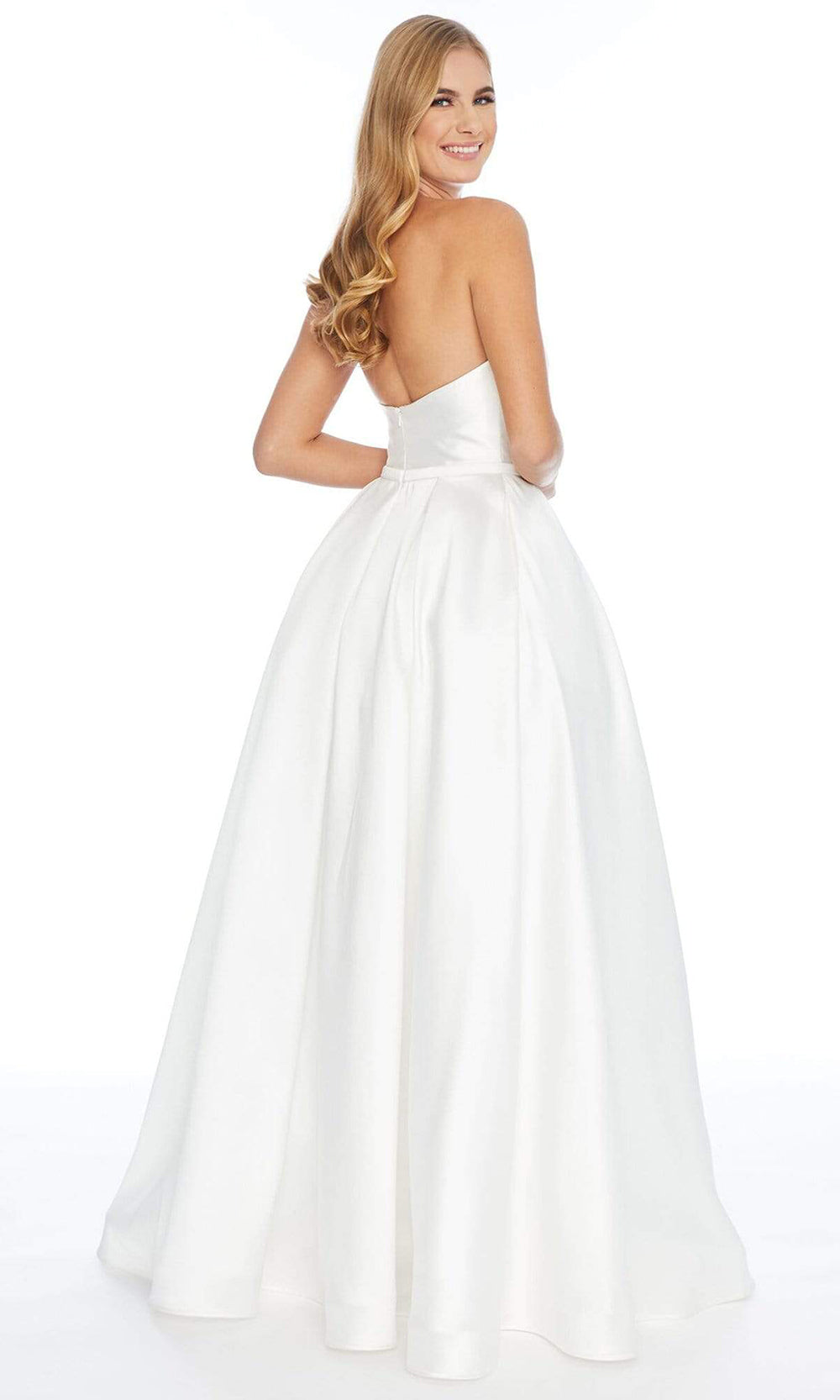 Ashley Lauren - 1897SC Straight Across Neck Fitted Ballgown In White