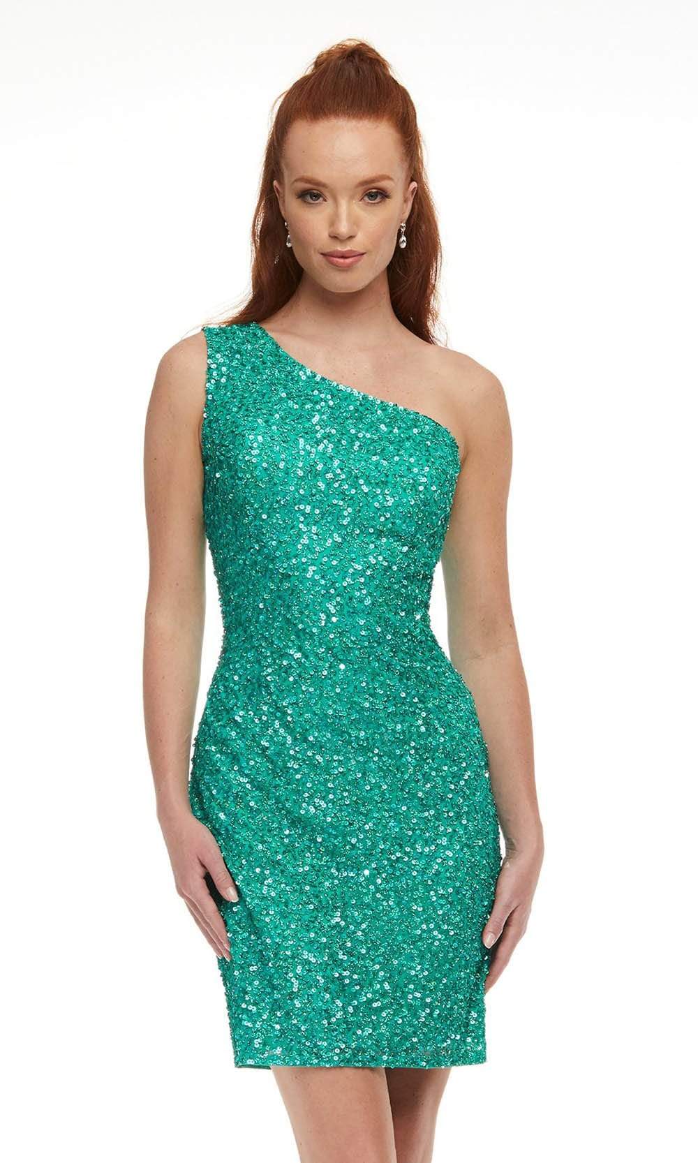 Ashley Lauren - 4469 Cutout Lace-up Back Fully Beaded Cocktail Dress Cocktail Dresses 00 / Jade