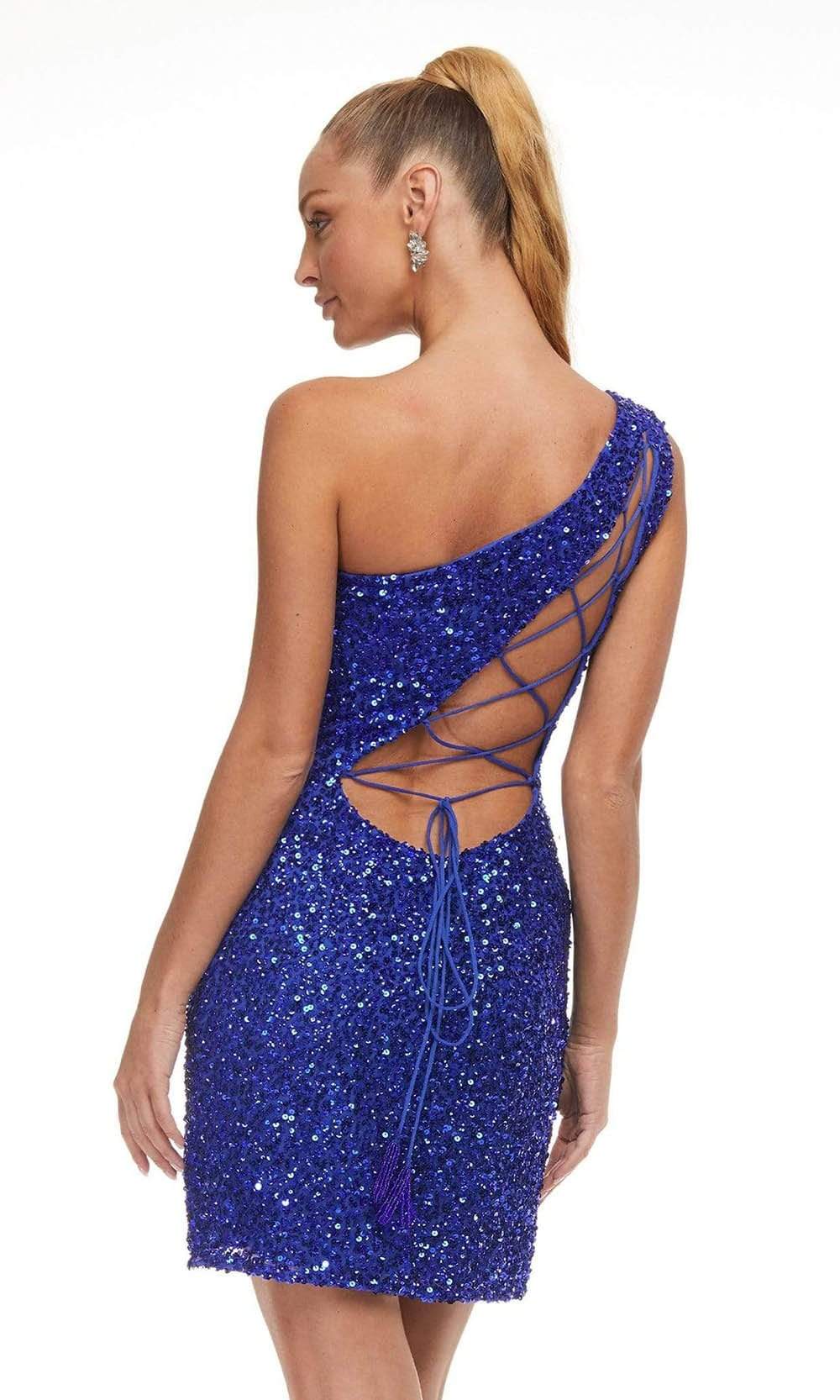 Ashley Lauren - 4469 Cutout Lace-up Back Fully Beaded Cocktail Dress Cocktail Dresses