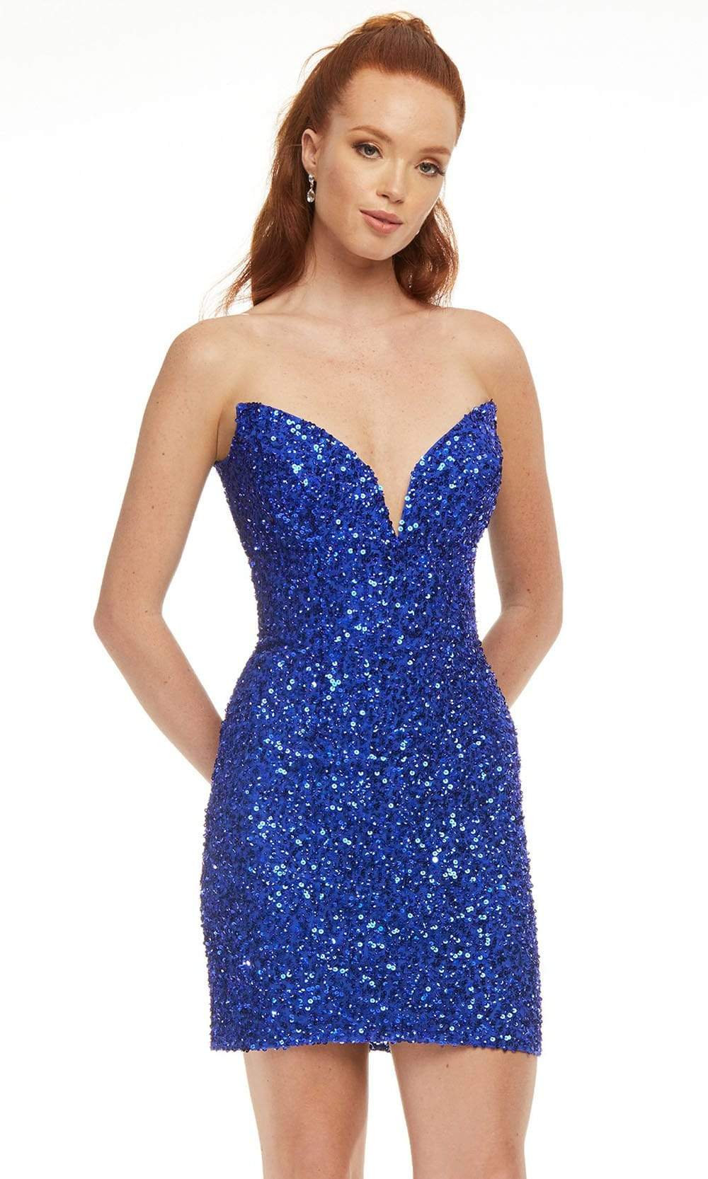 Ashley Lauren - 4474 V-Neck Sheath Cocktail Dress Cocktail Dresses