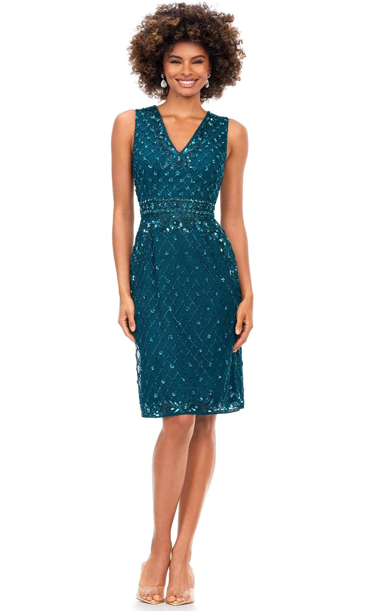 Ashley Lauren 4510 - V-Neck Beaded Cocktail Dress Cocktail Dresses