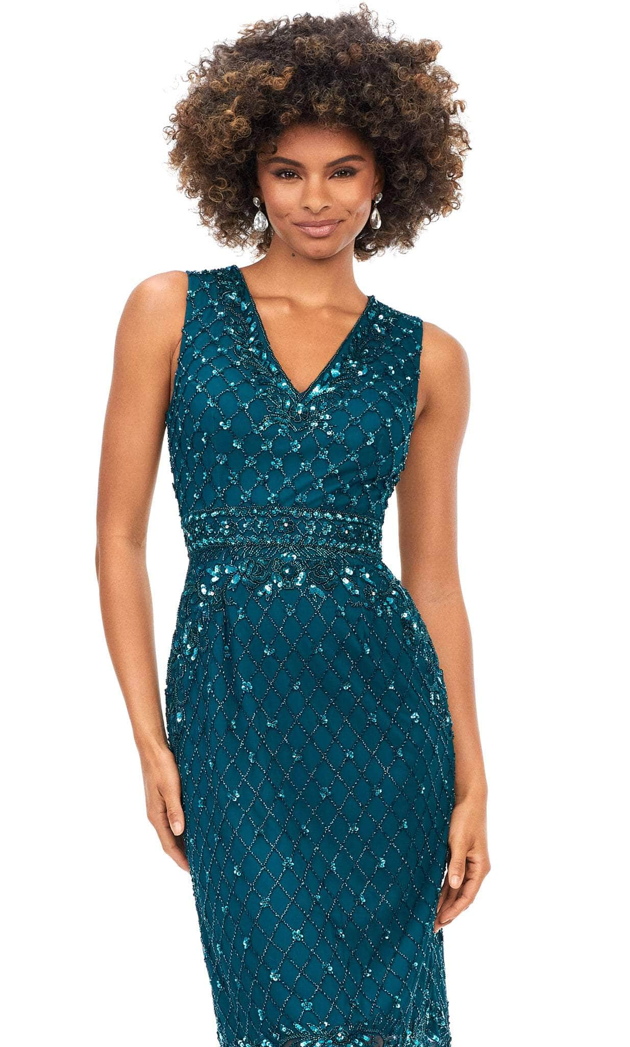 Ashley Lauren 4510 - V-Neck Beaded Cocktail Dress Cocktail Dresses