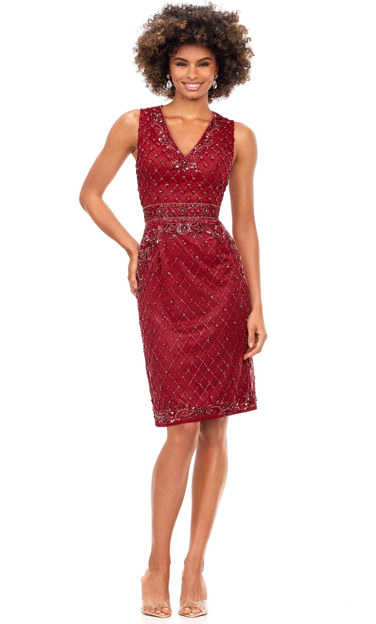 Ashley Lauren 4510 - V-Neck Beaded Cocktail Dress Cocktail Dresses