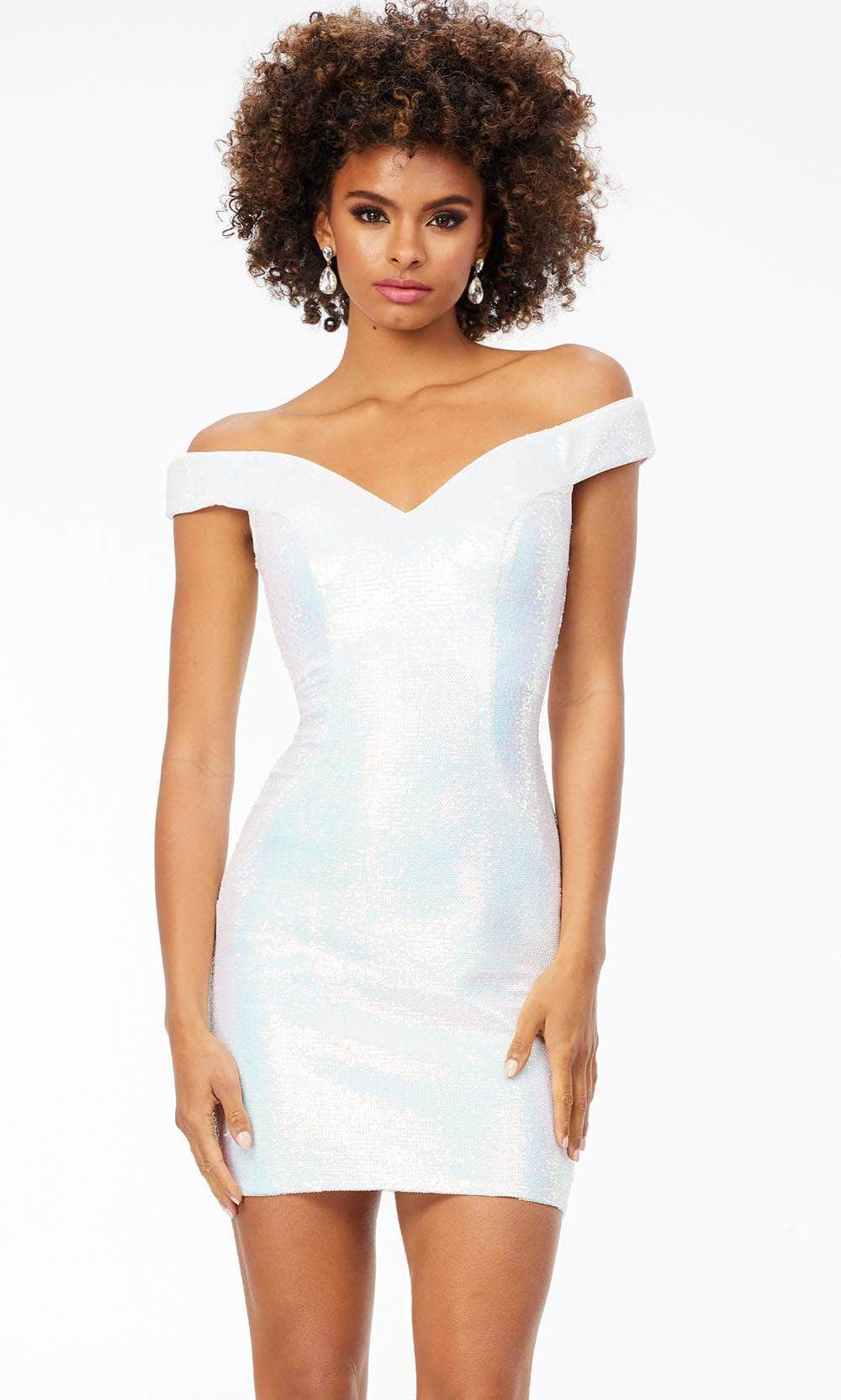 Ashley Lauren 4522 - Off-Shoulder Sequin Cocktail Dress Special Occasion Dress 0 / Ab/Ivory