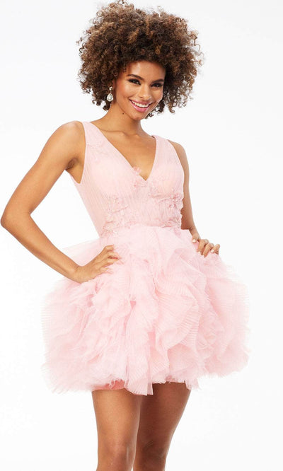Ashley Lauren 4546 - Ruffled Skirt Cocktail Dress Special Occasion Dress 0 / Blush