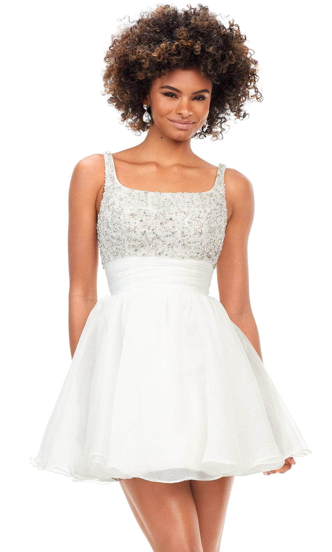 Ashley Lauren 4570 - Short Organza Fit and Flare Dress - Beaded, Sleeveless, Back Zipper, Cocktail ADASA Ashley Lauren 4570 - Short Organza Fit and Flare Dress - Beaded, Sleeveless, Back Zipper, Cocktail ADASA