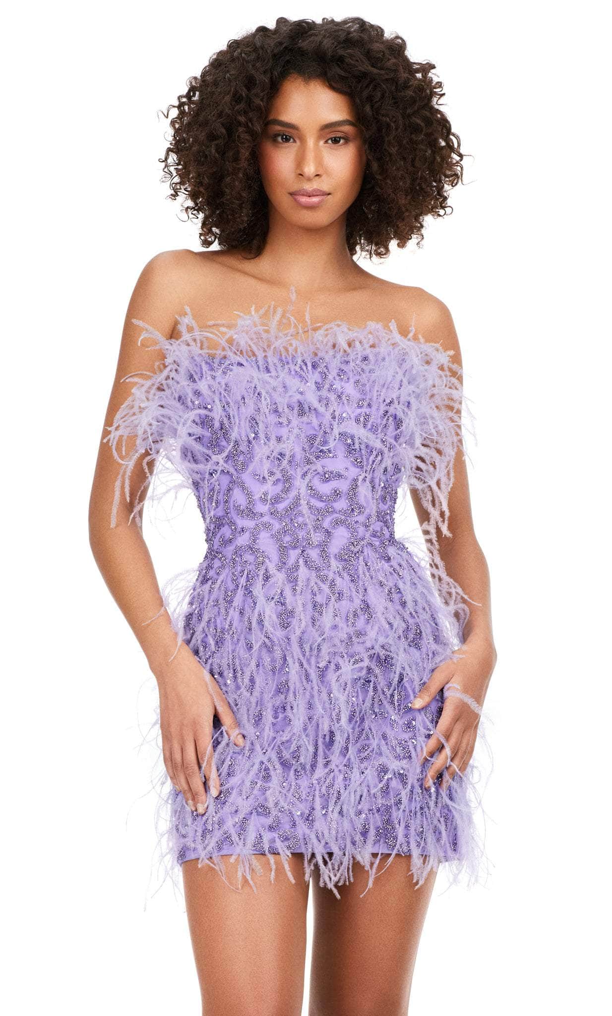 ashley lauren 4615 - feathered dress