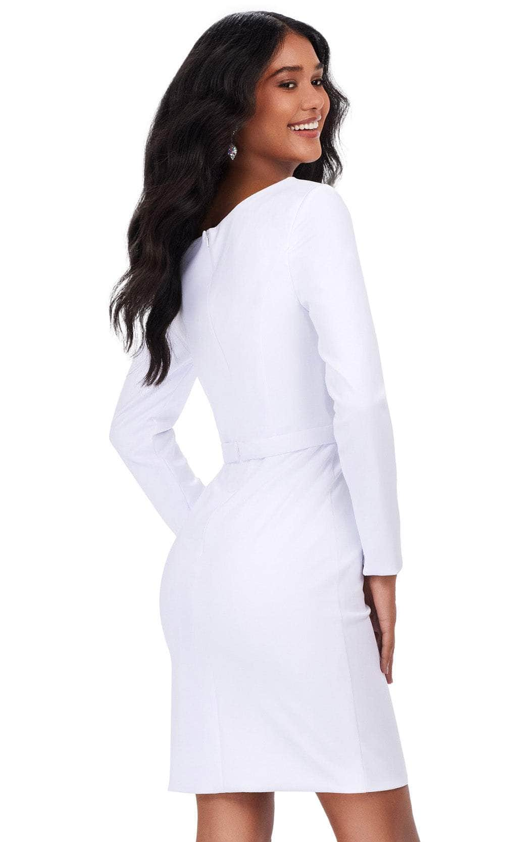 Ashley Lauren 4674 - Asymmetrical Neck Long Sleeve Dress Cocktail Dresses