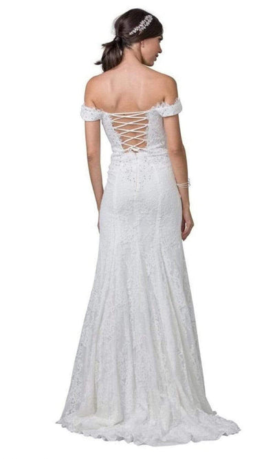 Aspeed Bridal - L2256 Off Shoulder Lace Sweep Train Gown Wedding Dresses