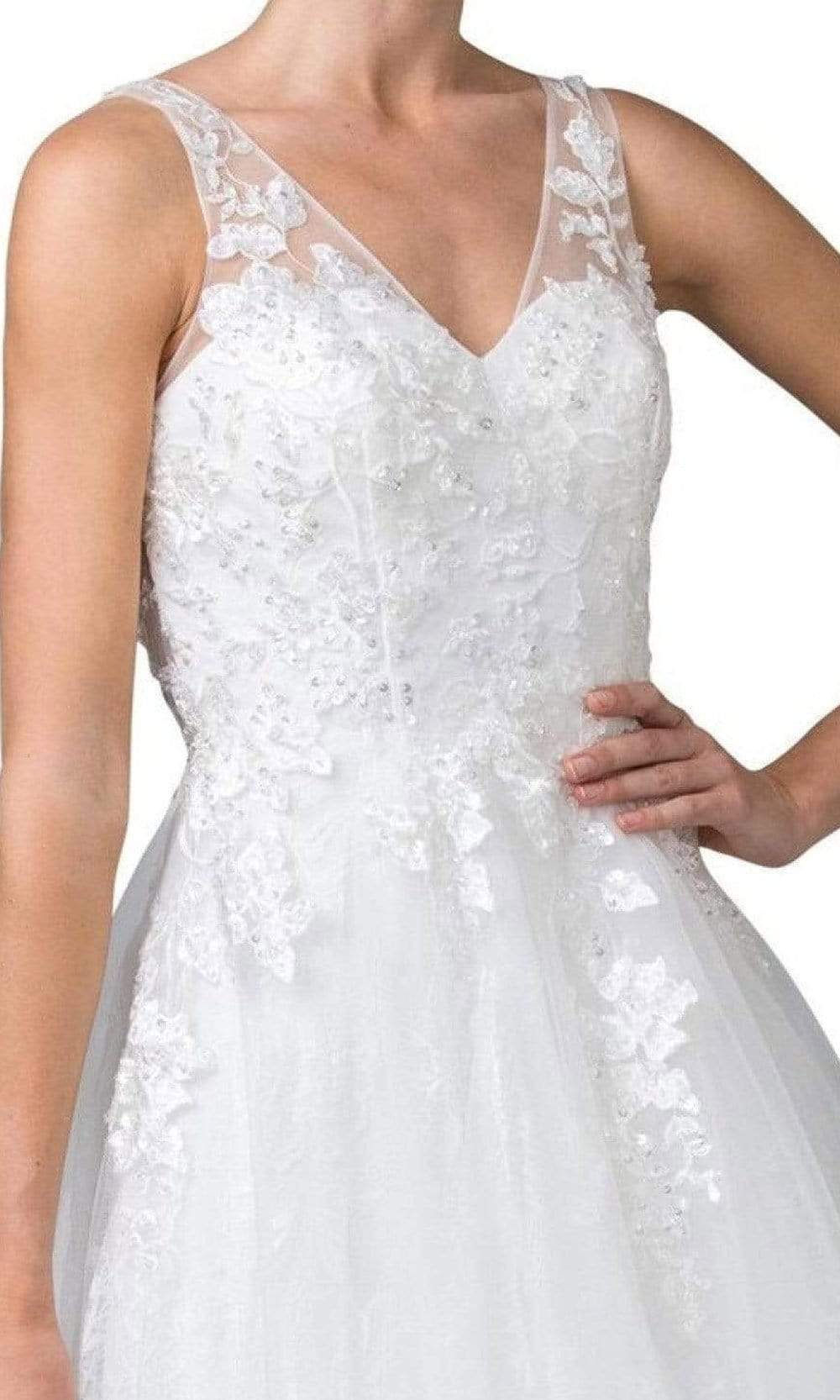 Aspeed Bridal - L2355 V Neck Tulle Long Wedding Gown Wedding Dresses