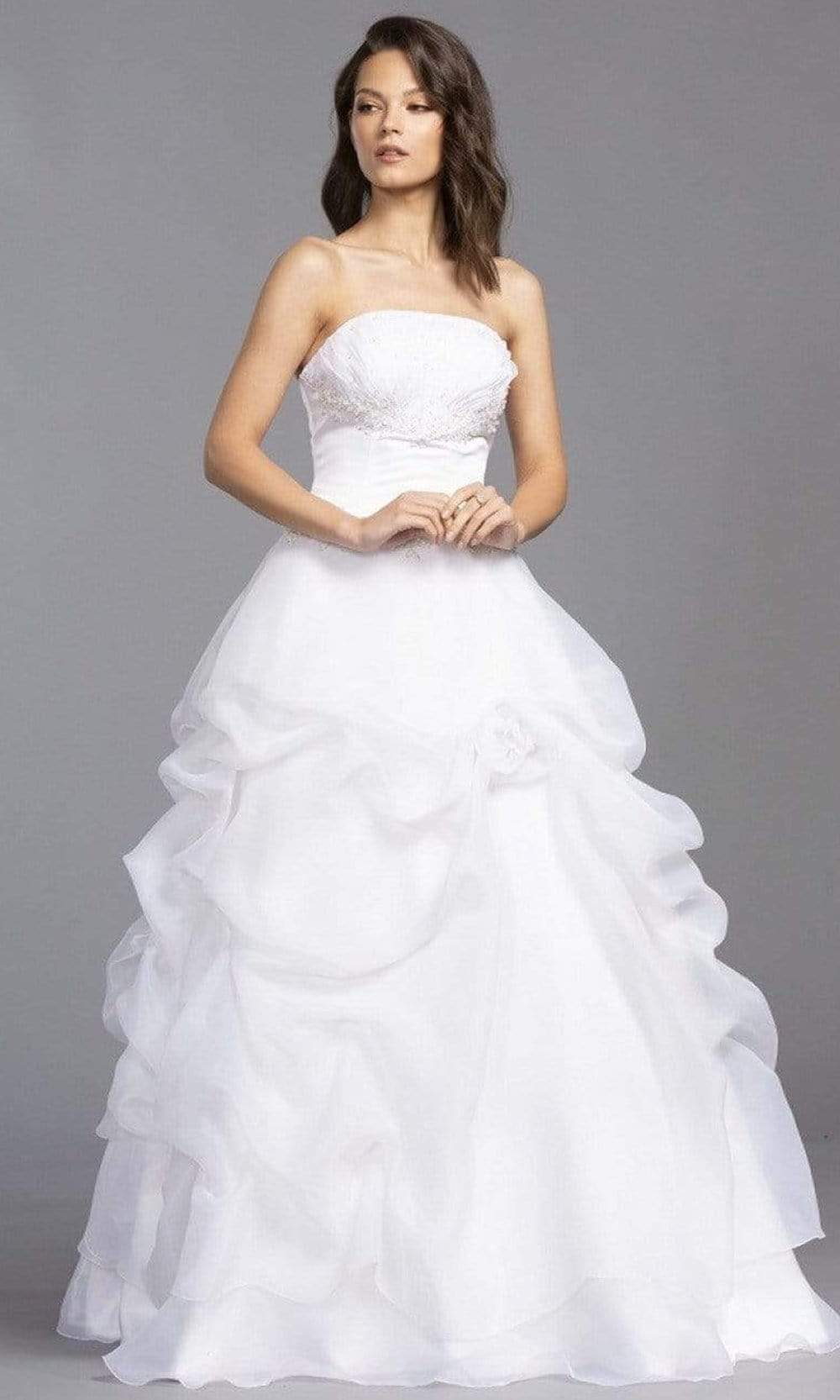 Aspeed Bridal - LH039 Straight Neck Layered Soft Tulle Dress Wedding Dresses XXS / White