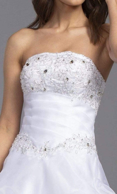 Aspeed Bridal - LH040 Strapless Ruffled A-Line Bridal Gown Wedding Dresses