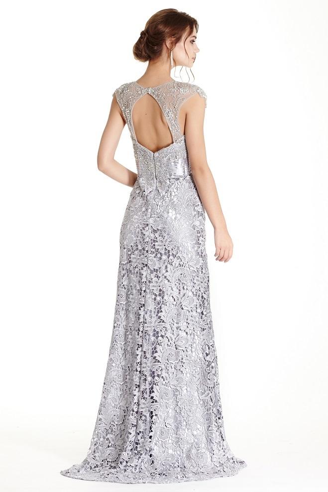Aspeed Design Cap Sleeve Floral Lace Mother of Bride Dress L1711 CCSALE 2XL / Silver