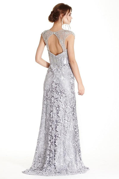 Aspeed Design Cap Sleeve Floral Lace Mother of Bride Dress L1711 CCSALE 2XL / Silver