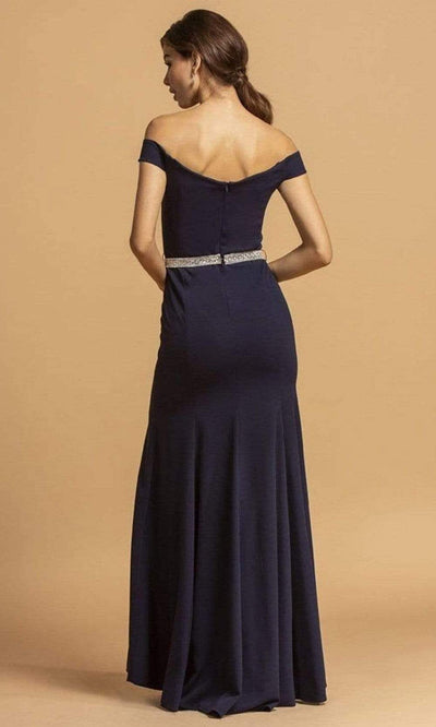 Aspeed Design - D257 Off Shoulder Plunge Neck High Slit Jersey Dress Special Occasion Dress