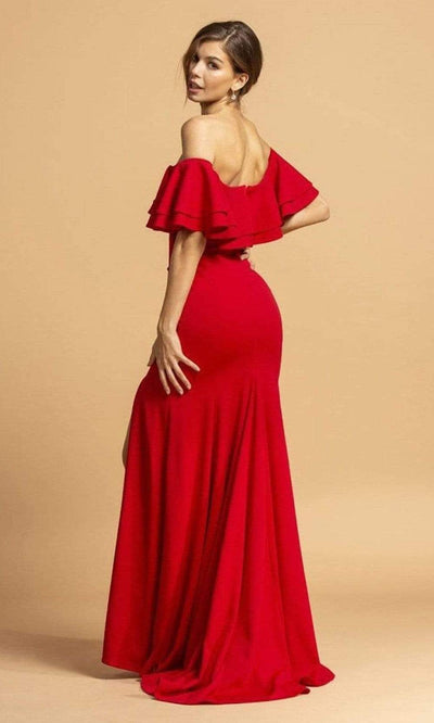 Aspeed Design - D293 Off Shoulder Bodycon Slit Dress Evening Dresses