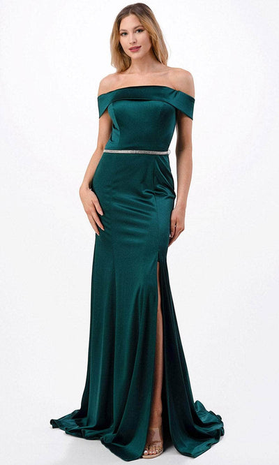 Aspeed Design D548 - Off Shoulder Evening Gown XS / Hunter Green