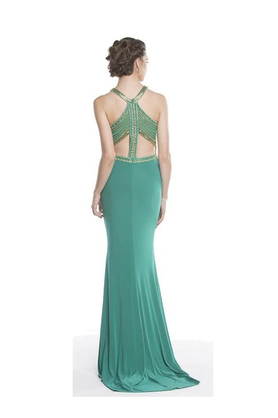 Aspeed Design Embellished Halter Sheath Prom Dress L1669 CCSALE 2XL / Emerald