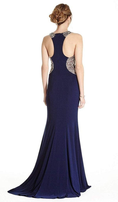 Aspeed Design Fitted Embellished Jewel Sheath Evening Gown L1806 CCSALE 2XL / Navy