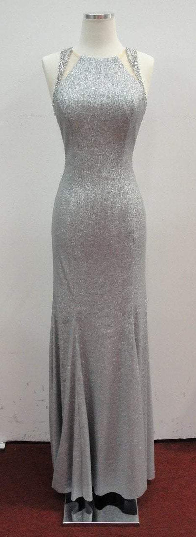 Aspeed Design L1944 Embellished Jewel Sheath Prom Dress CCSALE M / Silver