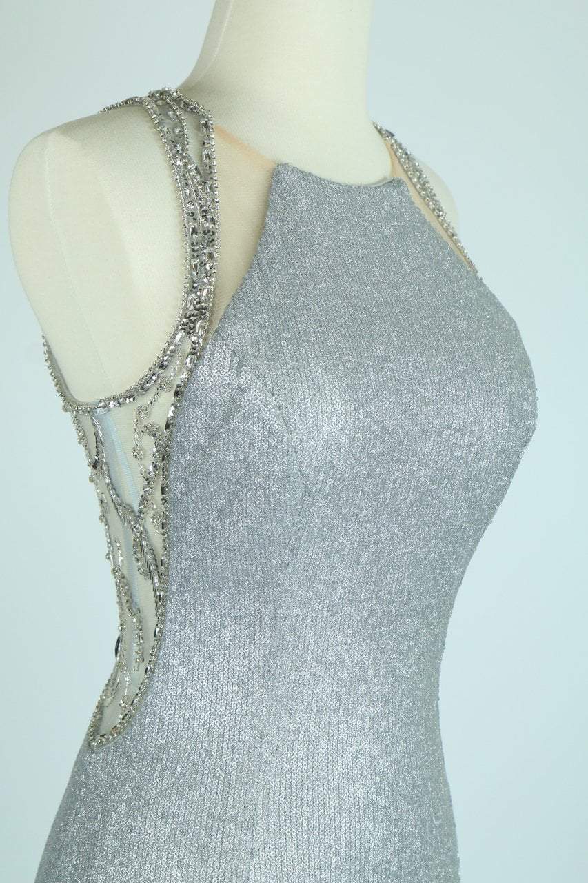 Aspeed Design L1944 Embellished Jewel Sheath Prom Dress CCSALE M / Silver