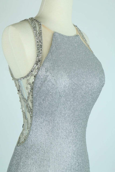 Aspeed Design L1944 Embellished Jewel Sheath Prom Dress CCSALE M / Silver