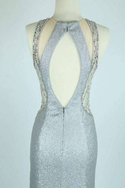 Aspeed Design L1944 Embellished Jewel Sheath Prom Dress CCSALE M / Silver