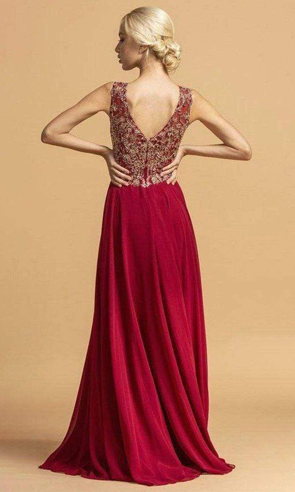 Aspeed Design - L1978 Beaded Lace Applique A-Line Dress Prom Dresses