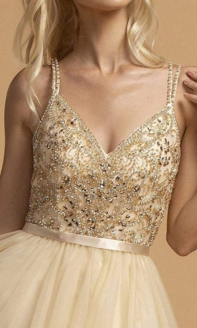 Aspeed Design - L2097 Beaded A-Line Evening Dress Prom Dresses