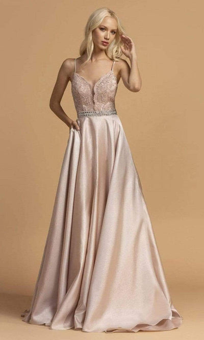 Aspeed Design - L2151 Beaded Sweetheart Evening Dress Prom Dresses XXS / Champagne