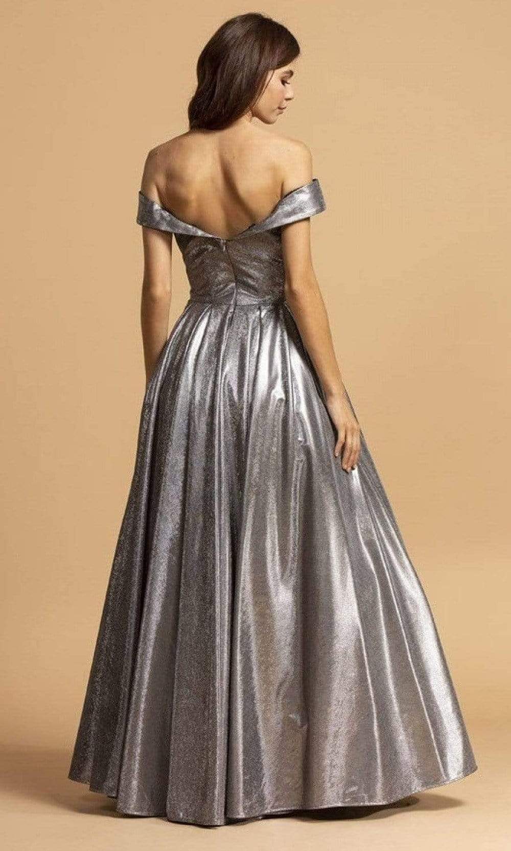 Aspeed Design - L2152 Metallic Off Shoulder A-Line Dress Special Occasion Dress