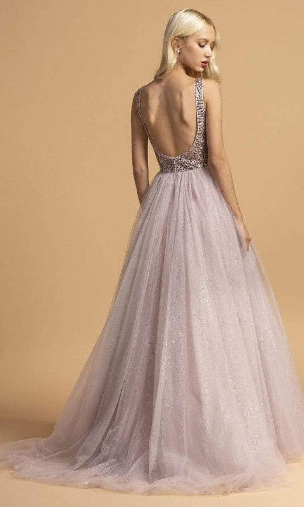 Aspeed Design - L2166 Sleeveless Crystal Beaded A-Line Dress Prom Dresses