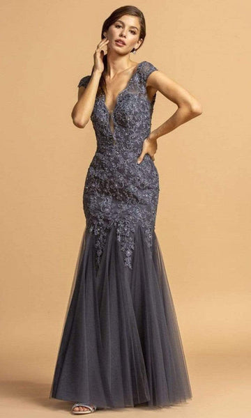 Aspeed Design - Long Sheath Gown with Sheer Illusion Skirt