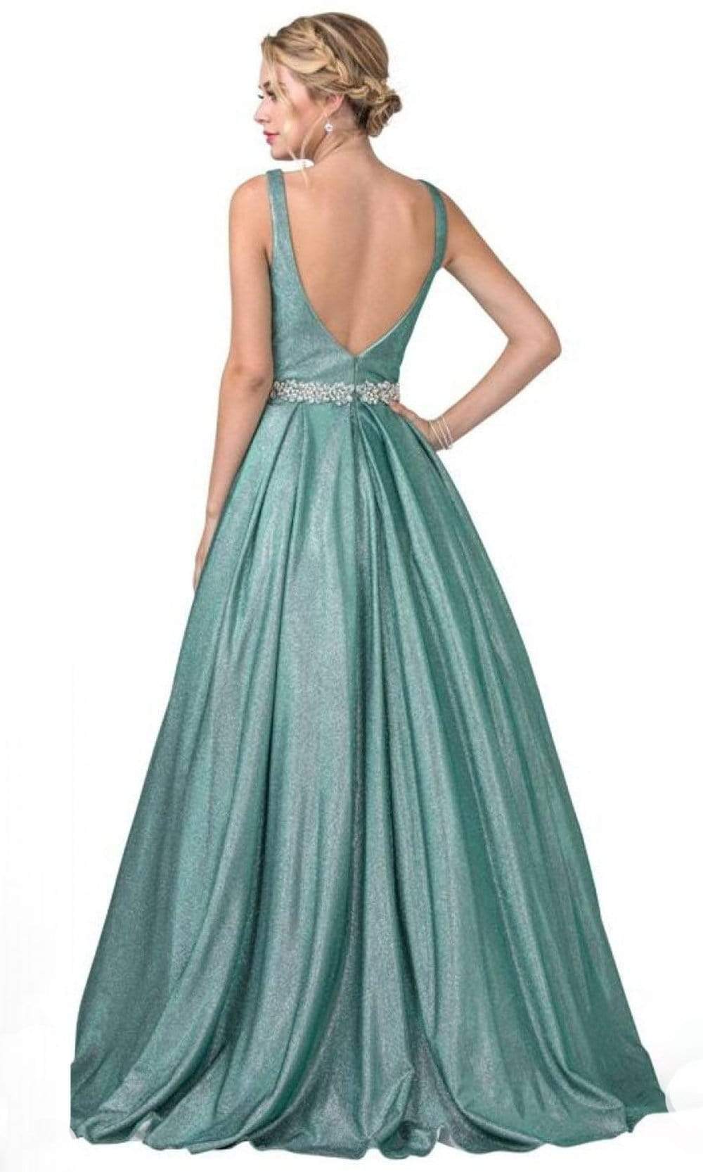 Aspeed Design - L2200 Sleeveless Pleated Glitter A-Line Dress Prom Dresses