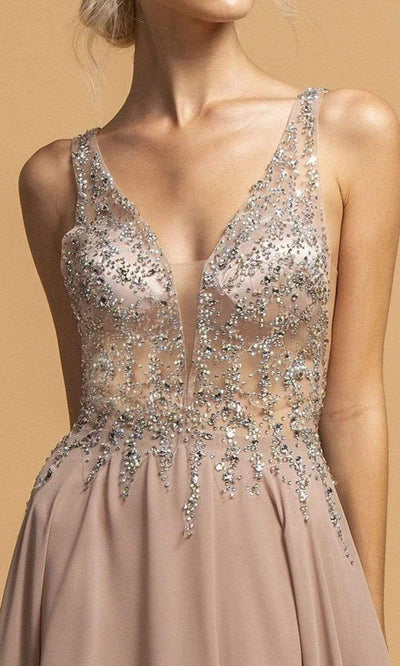 Aspeed Design - L2207 Rhinestone Ornate Chiffon Long Dress Prom Dresses