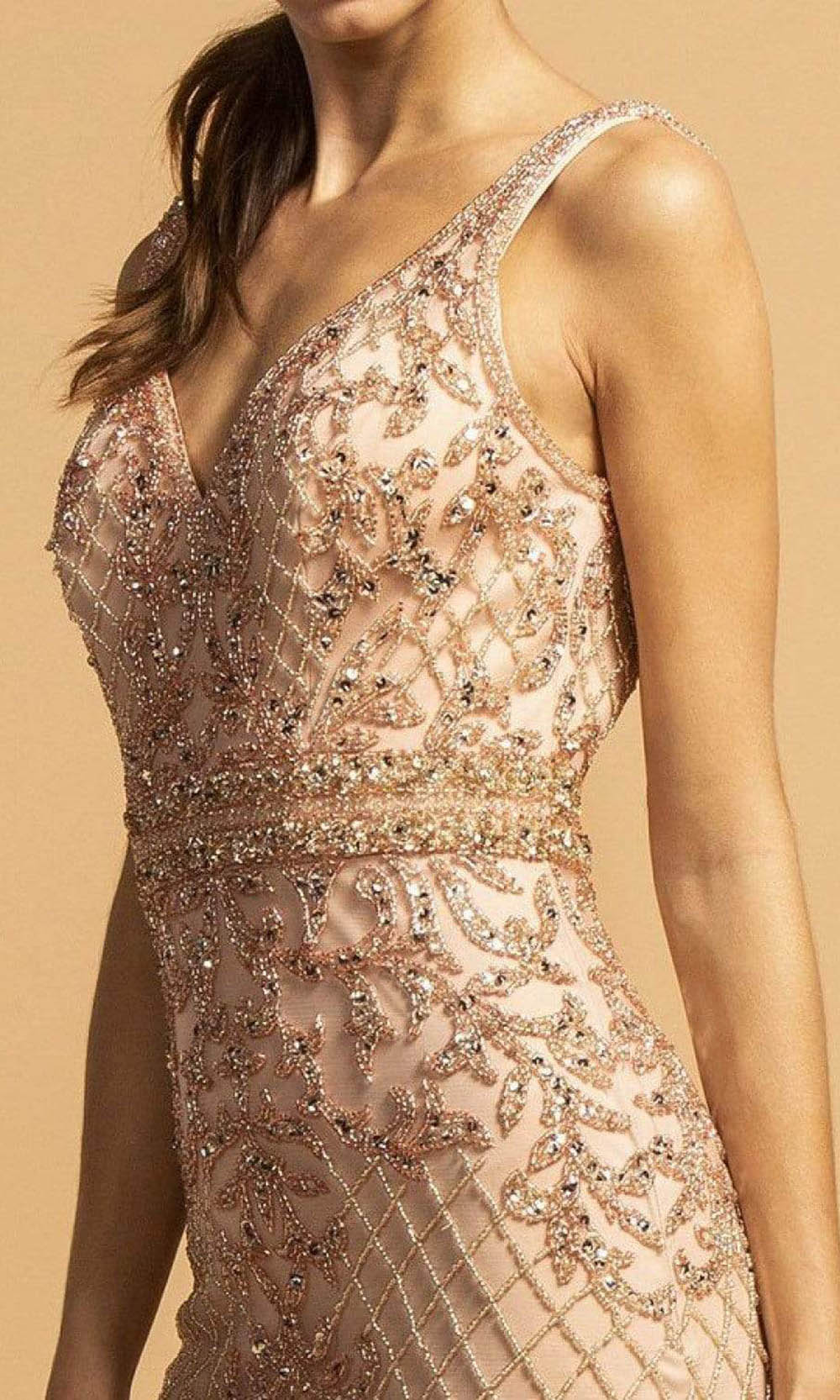 Aspeed Design - L2264 Rhinestone Bedazzled Sheath Dress Evening Dresses